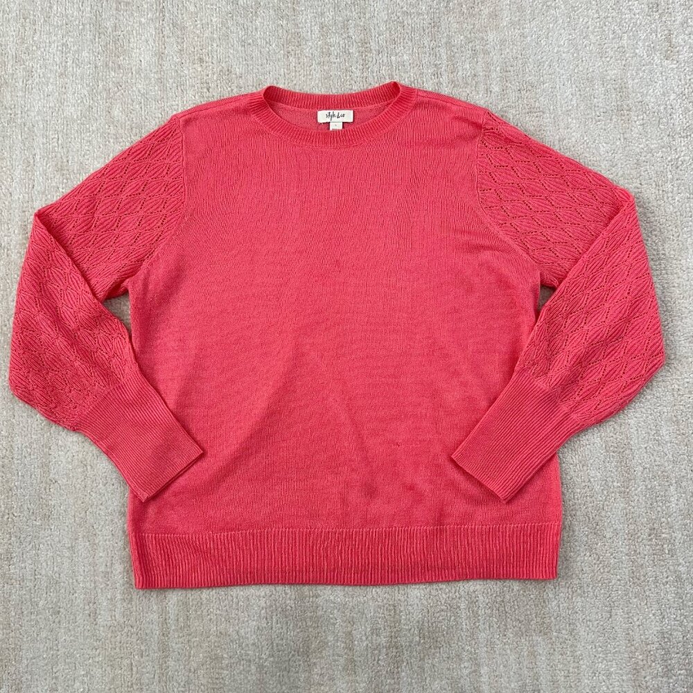 3 for $6 Style & Co Crewneck Boho Sweater Knit Top L